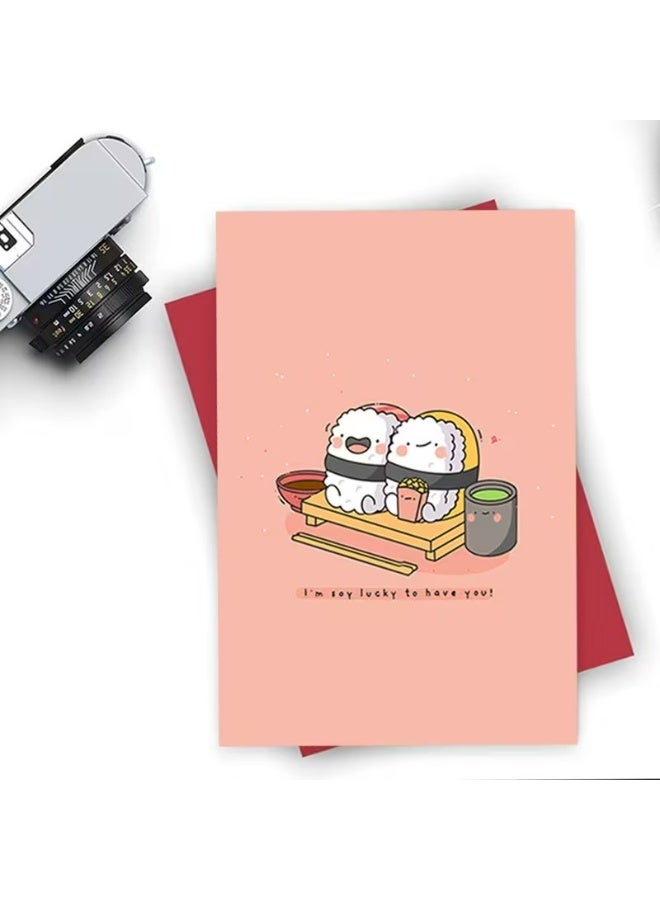 Kandid Cute Valentine's Card 1pc "Happy Valentine's Day" Sushi (Sushi) - Image 2